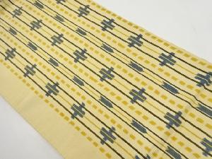 アンティーク　手織り紬縞に矢羽根・十字絣柄織り出し全通袋帯（材料）